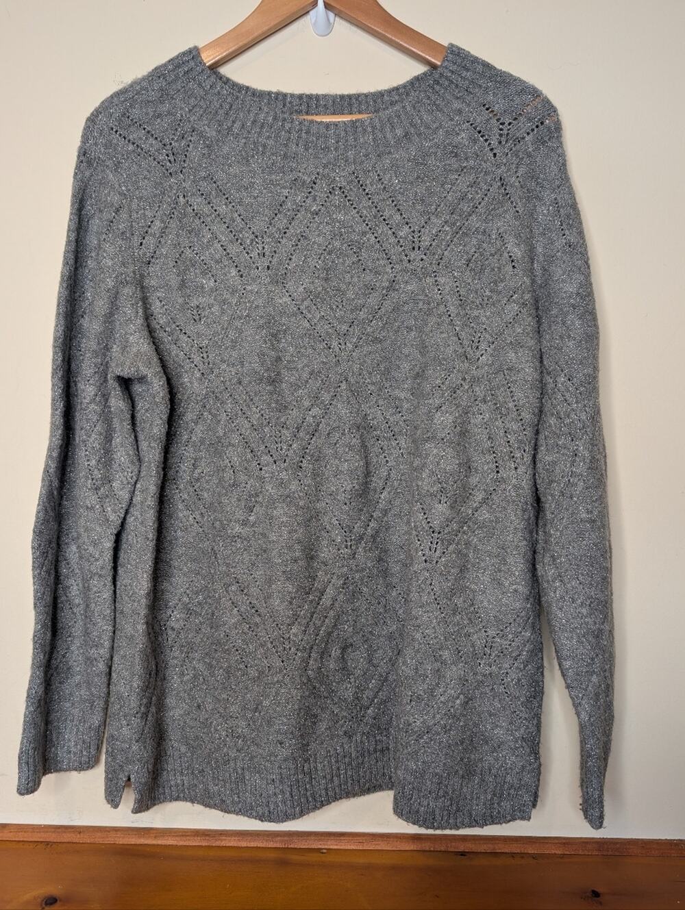 Talbots Metallic Grey Knit Sweater XL